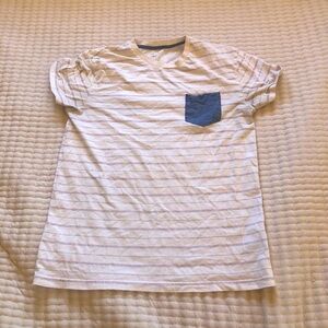 Mens small/ medium t-shirt white striped cotton